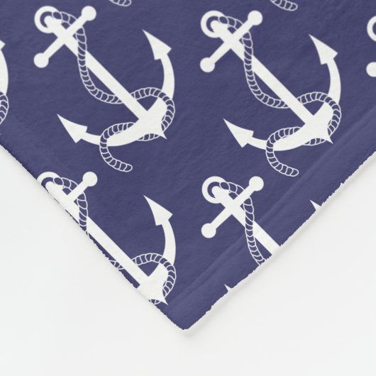 Nautical Anchors Aweigh Navy Fleece Deken (Hoek)