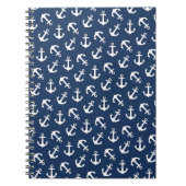 Nautical Anchors Aweigh Pattern Navy Notitieboek (Voorkant)