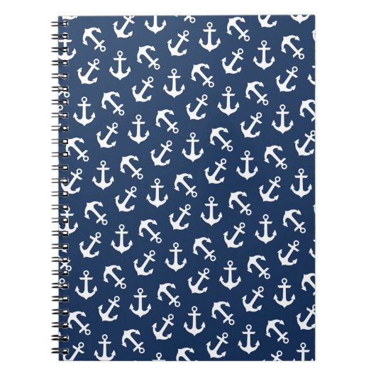 Nautical Anchors Aweigh Pattern Navy Notitieboek (Voorkant)