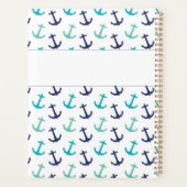 Nautical Anchors Blue Trendy Monogram Planner (Achterkant)