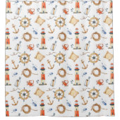 Nautical Anchors Crabs Ocean Waterverf Kinder Douchegordijn (Voorkant)