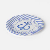 Nautical Anchors Monogram Navy Striped Paper Bord (Gekanteld)