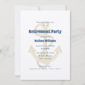 Nautical Anchors Navy Blue Custom Uitnodiging (Voorkant)