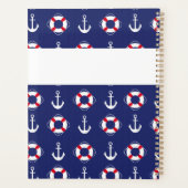 Nautical Anchors Navy Red Trendy Monogram Planner (Achterkant)