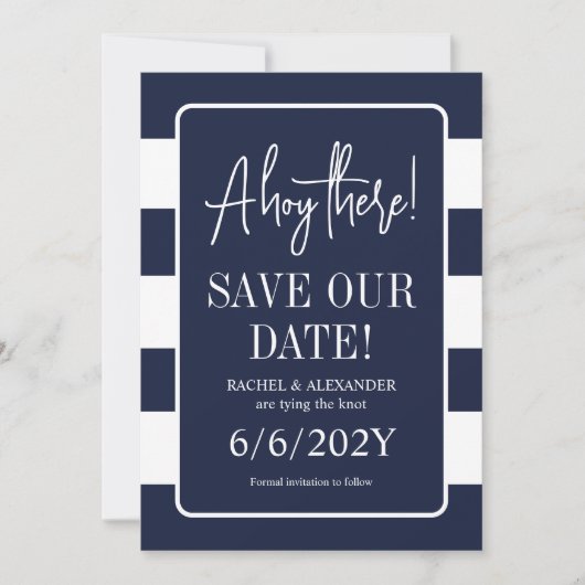 Nautical and White Tying the Knot Nautical Save The Date (Voorkant)
