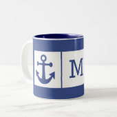 Nautical Anker aangepaste monogram mokken (Voorkant links)