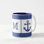 Nautical Anker aangepaste monogram mokken (Voorkant rechts)