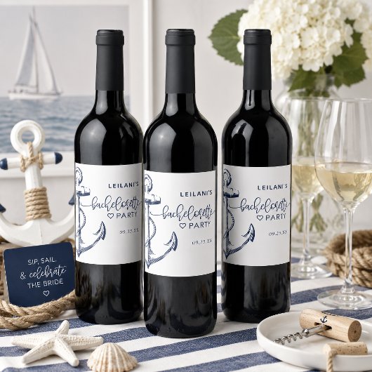 Nautical Anker Bachelorette Wit Wijn Etiket
