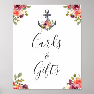 Nautical Anker Bloemkaarten en Cadeaus Bord Poster