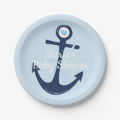 Nautical Anker Blue Boy Baby shower Bord (Voorkant)