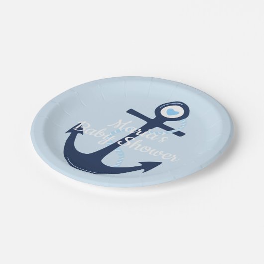 Nautical Anker Blue Boy Baby shower Bord (Gekanteld)
