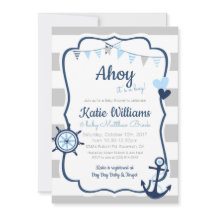 Nautical Anker Blue Boy Baby shower Invitation