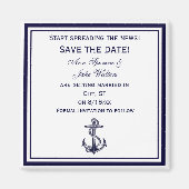 Nautical Anker Blue Framed 2 Bewaar de datum Magneet (Voorkant)