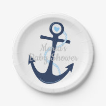 Nautical Anker Blue Grey Boy Baby shower Bord