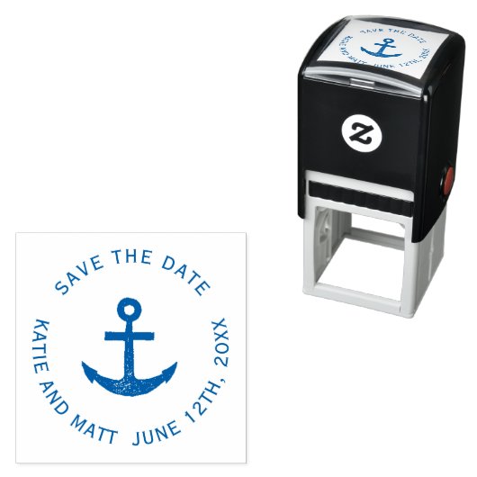 Nautical Anker Boat Wedding Save the Date Stamp Zelfinktende Stempel (In situ)