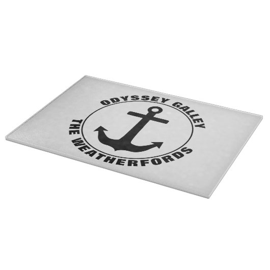 Nautical Anker Custom Boat en familienaam Snijplank (Hoek)