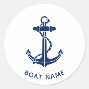 Nautical Anker Custom Boot Naam Ronde Sticker