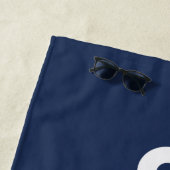 Nautical Anker Custom Naam Navy Blauw Strandlaken (In situ)