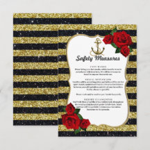 Nautical Anker Gold Black Stripes Veiligheidsmaatr