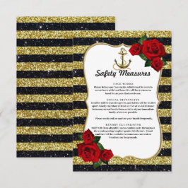 Nautical Anker Gold Black Stripes Veiligheidsmaatr Informatiekaartje