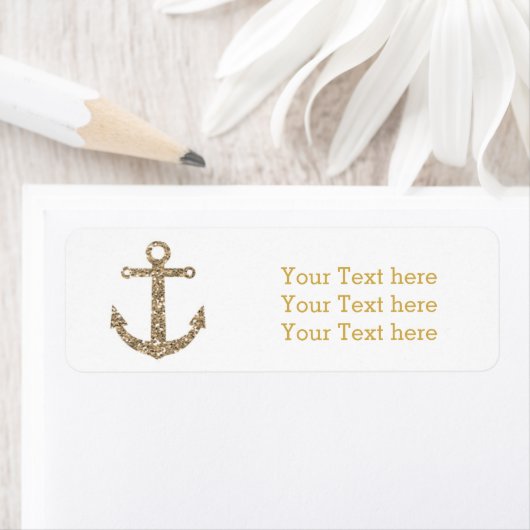 Nautical Anker Gold Glitter Glam Adresetiketten Etiket (Insitu)