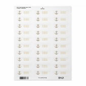 Nautical Anker Gold Glitter Glam Adresetiketten Etiket (Full Sheet)