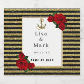 Nautical Anker Goud Zwart Strepen Bier Labels Bier Etiket (Enkel label)