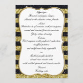 Nautical Anker Goud Zwart Strepen Bruiloft Menu (Achterkant)