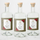 Nautical Anker Goud Zwart Strepen Likeurfles Etiket (Flessen)