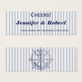 Nautical Anker Grijs Streep Bruiloft Drink Tickets Mini Visitekaartjes (Voorkant /achterkant)