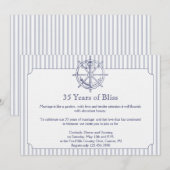 Nautical Anker Grijze Streep Jubileum Uitnodiging (Voorkant / Achterkant)