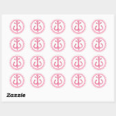 Nautical Anker - Hot Pink Striped Ronde Sticker (Vel)