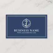 Nautical Anker Logo Elegant Navy Blue Visitekaartje (Voorkant)