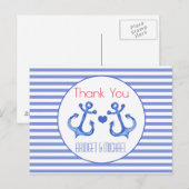 Nautical Anker Marine Gestreept | Bedankt Ansichtk Briefkaart (Voorkant / Achterkant)