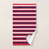 Nautical Anker Navy Blauw Wit Rood Strepen Bad Handdoek (Handdoek)