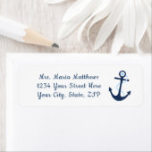 Nautical Anker Navy Blue Adres Sticker Label (Insitu)