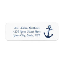 Nautical Anker Navy Blue Adres Sticker Label