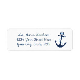 Nautical Anker Navy Blue Adres Sticker Label
