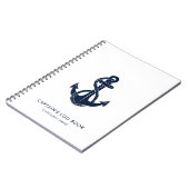 Nautical Anker Navy Blue Bootnaam Captain Log Notitieboek (Linkerzijde)