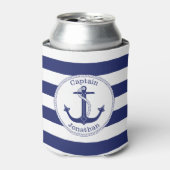 Nautical Anker Navy Blue Captain gepersonaliseerd Blikjeskoeler (Blikje Voorkant)