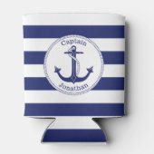 Nautical Anker Navy Blue Captain gepersonaliseerd Blikjeskoeler (Achterkant)