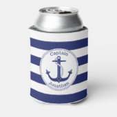 Nautical Anker Navy Blue Captain gepersonaliseerd Blikjeskoeler (Blikje Achterkant)