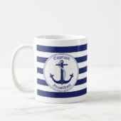 Nautical Anker Navy Blue Captain gepersonaliseerd Koffiemok (Links)