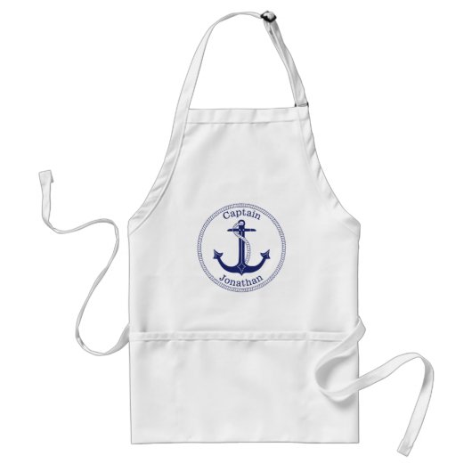 Nautical Anker Navy Blue Captain gepersonaliseerd Standaard Schort (Voorkant)