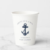Nautical Anker Navy Blue Coastal Boy Baby shower Papieren Bekers (Achterkant)