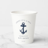 Nautical Anker Navy Blue Coastal Boy Baby shower Papieren Bekers (Voorkant)