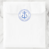 Nautical Anker - Navy Blue Gestreept gepersonalise Ronde Sticker (Tas)
