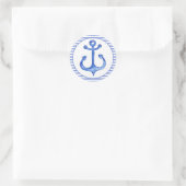 Nautical Anker - Navy Blue Gestreept Ronde Sticker (Tas)