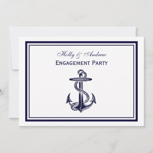 Nautical Anker Navy Blue ingelijst 2H Verloving Kaart (Voorkant)