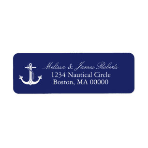 Nautical Anker Navy Blue Kustretouradres Etiket